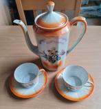 Koffieservies met bloemen en Oranje Parelmoer, Antiek en Kunst, Ophalen of Verzenden