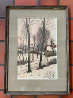 Aquarelle/crayon/Paysage d'hiver, Jean-François Taelemans, Antiquités & Art, Enlèvement
