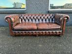 Stoere Chesterfield zetel bruin gevlamd GRATIS GELEVERD, Huis en Inrichting, Ophalen of Verzenden, Leer