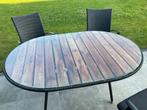 tafel en 4 stoelen (en kussens), Tuin en Terras, Tuinsets en Loungesets, Ophalen, 4 zitplaatsen, Rotan, Zo goed als nieuw