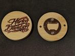 Houten Harley Davidson Flessenopener en Coaster New, Verzenden, Nieuw
