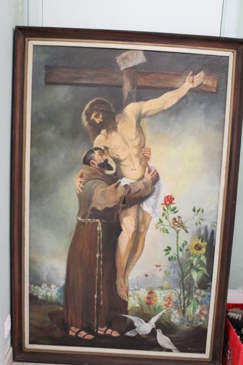 Schilderij olie op doek.  158x112 cm. gesigneerd, Antiek en Kunst, Kunst | Schilderijen | Klassiek, Ophalen
