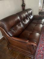 Lederen salon 3 2 1 zit, Ophalen, Hout