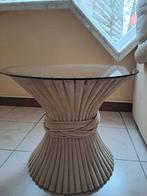 Deux tables d'appoint identiques en bambou, Maison & Meubles, Enlèvement, Utilisé, Rond, Verre