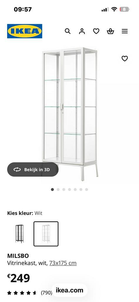 Ikea Milsbo vitrinekast met sleutel laatste stuk!!!, Huis en Inrichting, Kasten | Vitrinekasten, Zo goed als nieuw, Ophalen