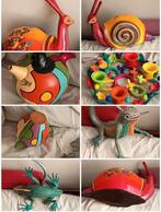 🥳 BEL ENSEMBLE RARE 4 SCULPTURES COLORÉES, Ophalen