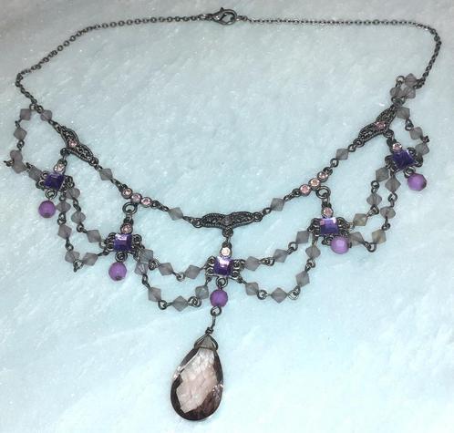 Halsketting gothic victoriaans fairycore paars, Handtassen en Accessoires, Kettingen, Kunststof, Paars, Verzenden