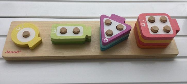 Houten vorm en tel spel Janod, Kinderen en Baby's, Speelgoed | Houten speelgoed, Zo goed als nieuw, Overige typen, Ophalen