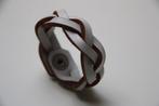 Wit lederen gevlochten kinder armband 4,5cm, Handtassen en Accessoires, Armbanden, Ophalen of Verzenden, Zo goed als nieuw, Wit