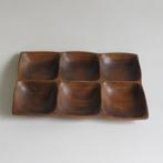 Monkey Pod schaal hout 6 vakken jaren 80 snackschaal, Antiek en Kunst, Ophalen of Verzenden