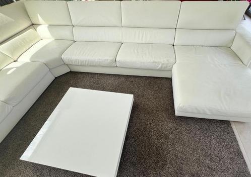 Modern groot hoeksalon met lounge kunstleder wit gebruikt, Huis en Inrichting, Zetels | Complete zithoeken, Gebruikt, Kunststof