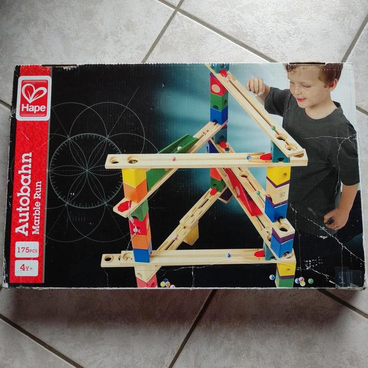 Hape - Duurzame houten knikkerbaan in zeer goede staat., Kinderen en Baby's, Speelgoed | Bouwstenen, Gebruikt, Overige merken