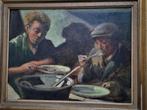 Oscar Hoge 1884-1965 « À table » huile sur toile signée !, Antiquités & Art, Enlèvement