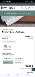 Couette Linvosges hiver 220x240 — PRIX NEUF 189€!!!, Maison & Meubles, Comme neuf, Enlèvement, Couverture ou Couette, Bleu
