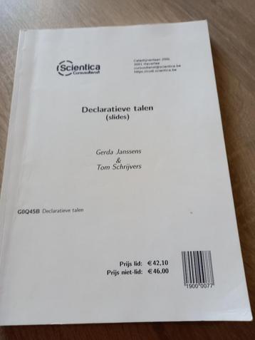 Declaratieve talen (slides) Scientica cursusdienst beschikbaar voor biedingen
