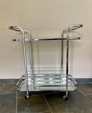 Vintage Trolley van Chroom en Glas (Belgo Chrome) beschikbaar voor biedingen
