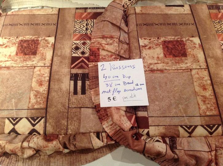 2 x 2 zitkussens met flappen rondom voor stoelen, Maison & Meubles, Accessoires pour la Maison | Coussins, Comme neuf, Enlèvement ou Envoi