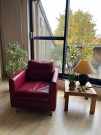 2 Bordeau rode lederen zetels aluminium poten - 2 stuks, Huis en Inrichting, Fauteuils, Ophalen, Gebruikt, Minder dan 75 cm, Leer