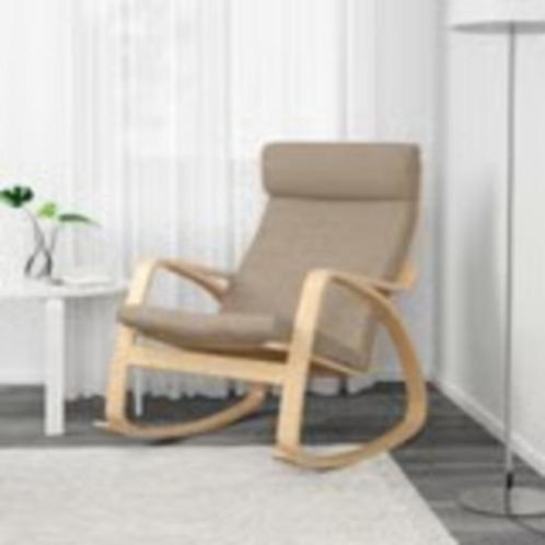 Ikea Poäng schommelstoel 2 STUKS met voetenbankjes, Huis en Inrichting, Fauteuils, Zo goed als nieuw, Hout, 50 tot 75 cm, 75 tot 100 cm