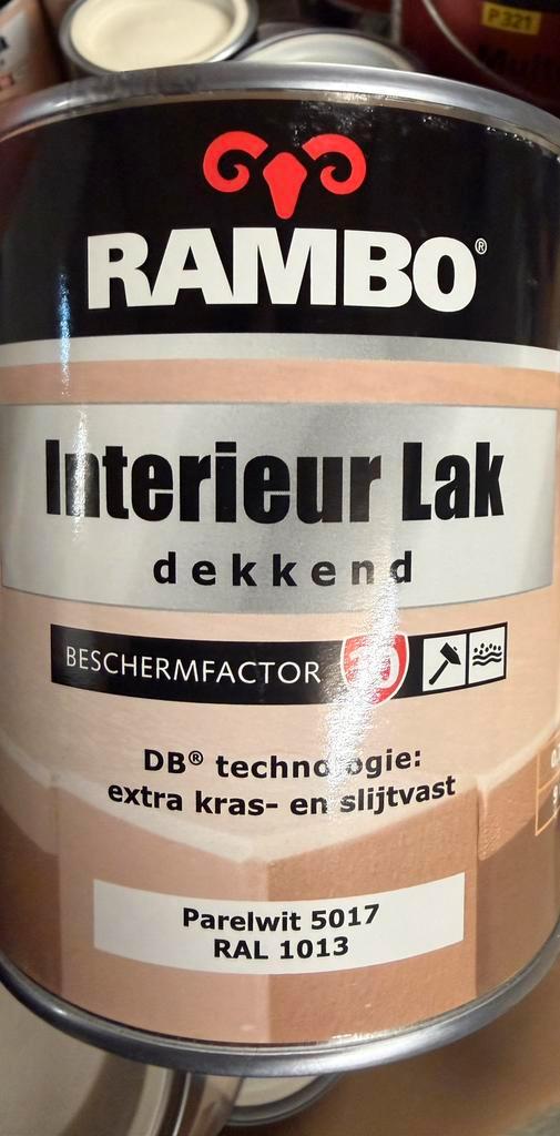 Rambo interieurlak dekkend parelwit (ral 1013) 0,75liter, Antiek en Kunst, Antiek | Meubels | Kasten, Ophalen of Verzenden
