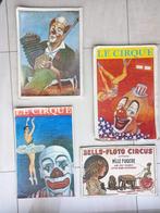 4 vintage reclameposters en karton bord circus, Reclamebord, Gebruikt, Ophalen of Verzenden