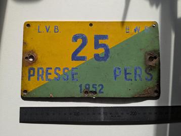 Oude persplaat 1952 – L.V.B. / B.W.B. – nr. 25 beschikbaar voor biedingen