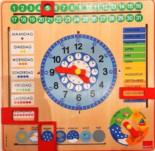 Houten klok / kalender, Kinderen en Baby's, Speelgoed | Educatief en Creatief, Zo goed als nieuw, Taal en Lezen, Ontdekken, Ophalen