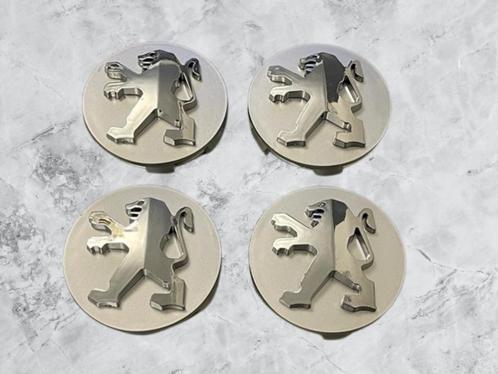 Peugeot Zilver/ Chrome logo Naafdoppen/Naafkappen 60mm, Auto diversen, Wieldoppen, Nieuw, Verzenden
