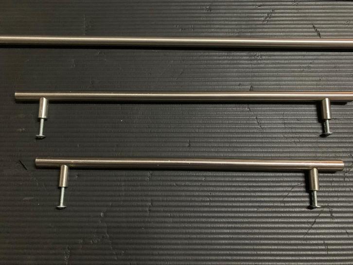 Handgreep deurgreep T-vorm geborsteld RVS, Doe-het-zelf en Bouw, Hang- en Sluitwerk, Zo goed als nieuw, Klink of Kruk, Inox, Ophalen of Verzenden