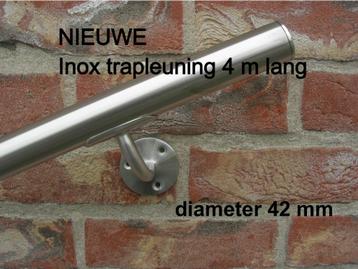 NIEUWE inox trapleuning 4m lang - dia 42mm - rvs leuningen beschikbaar voor biedingen