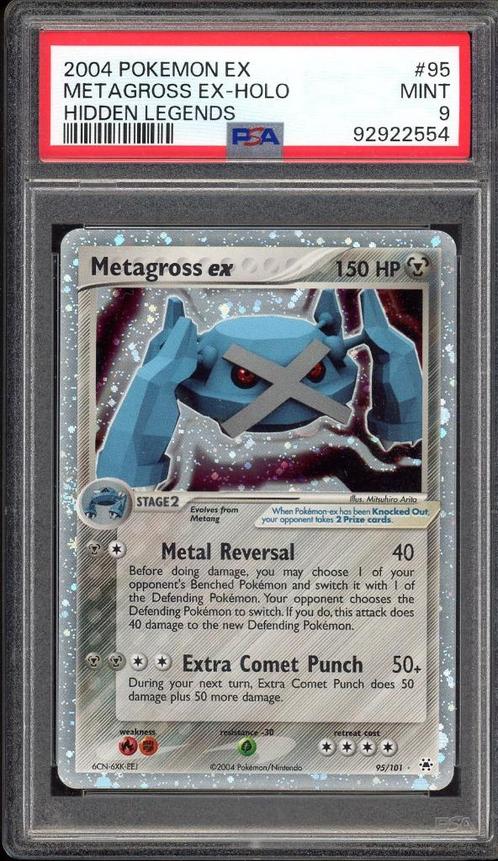 Metagross ex PSA 9 - 95/101 - EX Hidden Legends 2004, Hobby en Vrije tijd, Verzamelkaartspellen | Pokémon, Zo goed als nieuw, Losse kaart