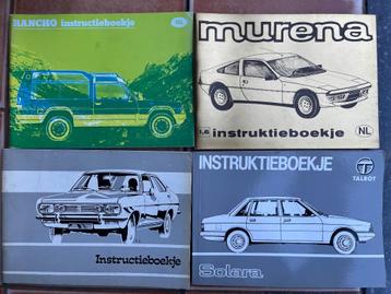 Manuels d'utilisation Talbot Simca Matra Chrysler, Enlèvement ou Envoi