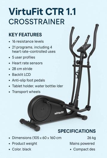 VirtuFit CTR 1.1 crosstrainer in uitstekende staat. beschikbaar voor biedingen