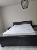 Tweepersoonsbed 160x200 met nachttafels en opbergbox, Huis en Inrichting, Slaapkamer | Boxsprings, Gebruikt, Bruin, Lederlook