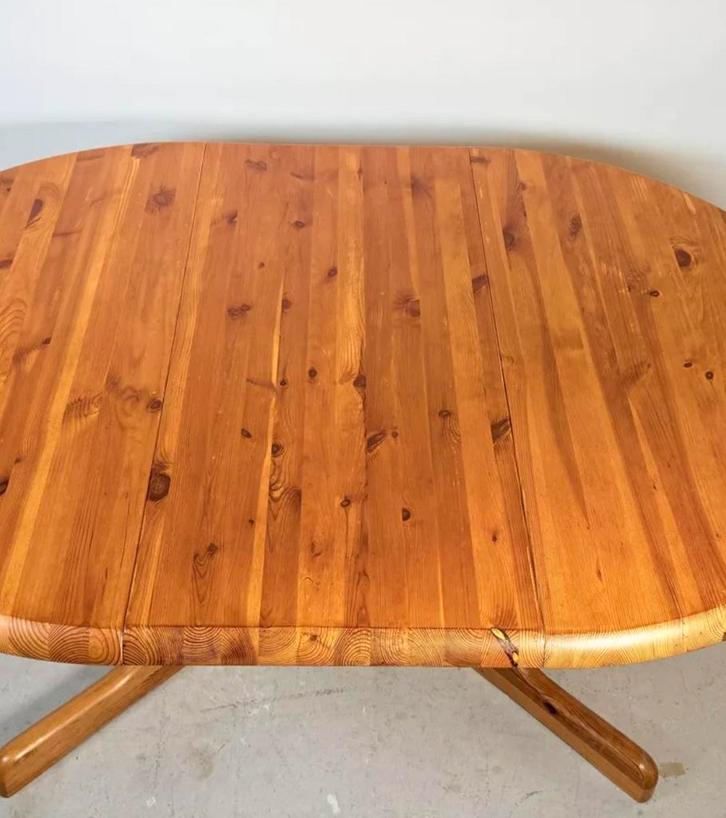 Table ronde extensible devient ovale en pin massif, Antiquités & Art, Antiquités | Meubles | Tables, Enlèvement