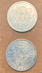 Leopold III zilveren munt 50f 1939, Ophalen of Verzenden
