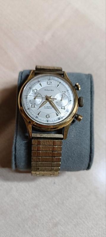 Mechanische Mouvex-chronograaffabriek van nikkel, 17 juwelen beschikbaar voor biedingen