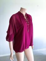 CAROLINE BISS -prachtige aubergine zijden blouse - top - 42, Comme neuf, Taille 42/44 (L), Autres couleurs, Envoi