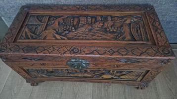 Coffre ancien chinois sculpté, Antiquités & Art, Enlèvement