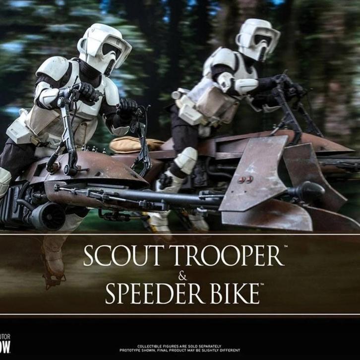 Hot Deal Star Wars Scout Trooper+Speeder Bike 1/6 Sideshow, Verzamelen, Star Wars, Gebruikt, Replica, Ophalen