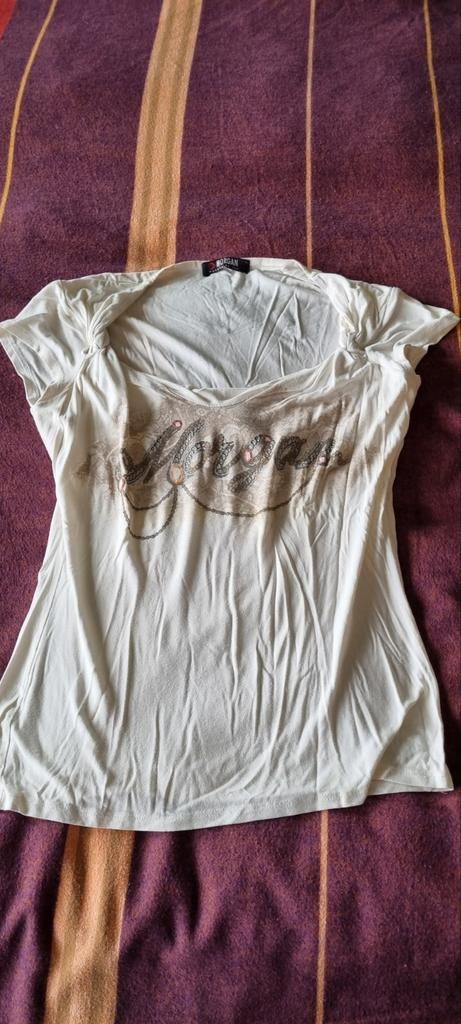 Bloesje Morgan wit, Ophalen, Wit, Morgan, Korte mouw