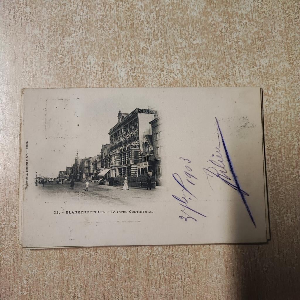 Blankenberge Hotel Continental, Verzamelen, Postkaarten | België, Ophalen of Verzenden