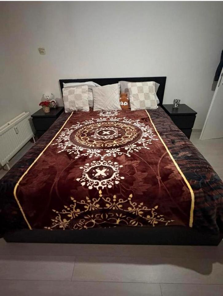 Lit 160/200, Huis en Inrichting, Slaapkamer | Boxsprings, Gebruikt, Zwart, Ophalen