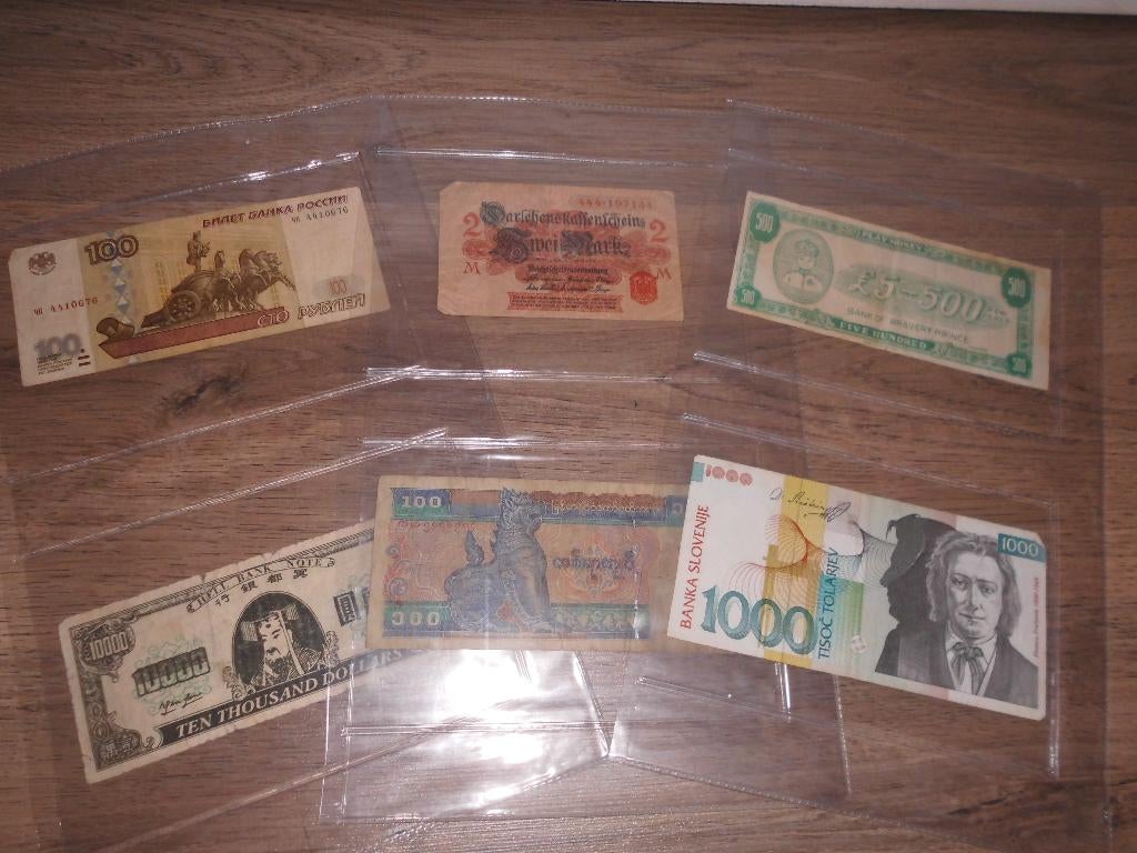 lot 6 billets de banque differents du monde, Enlèvement ou Envoi