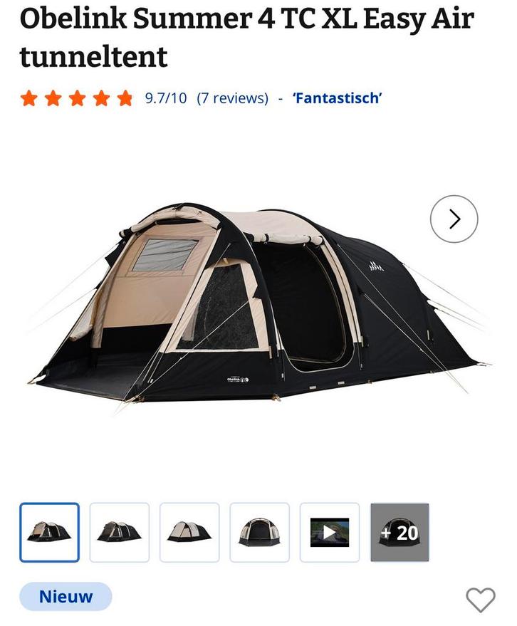 tunneltent 4 pers, Caravans en Kamperen, Tenten, Zo goed als nieuw, Ophalen