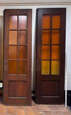 Massief eiken deuren met glas, Ophalen, Gebruikt, Minder dan 80 cm, 215 cm of meer