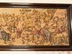 Grote vintage gobelin wandtapijt boeren tafereel 160 cm, Antiek en Kunst, Ophalen