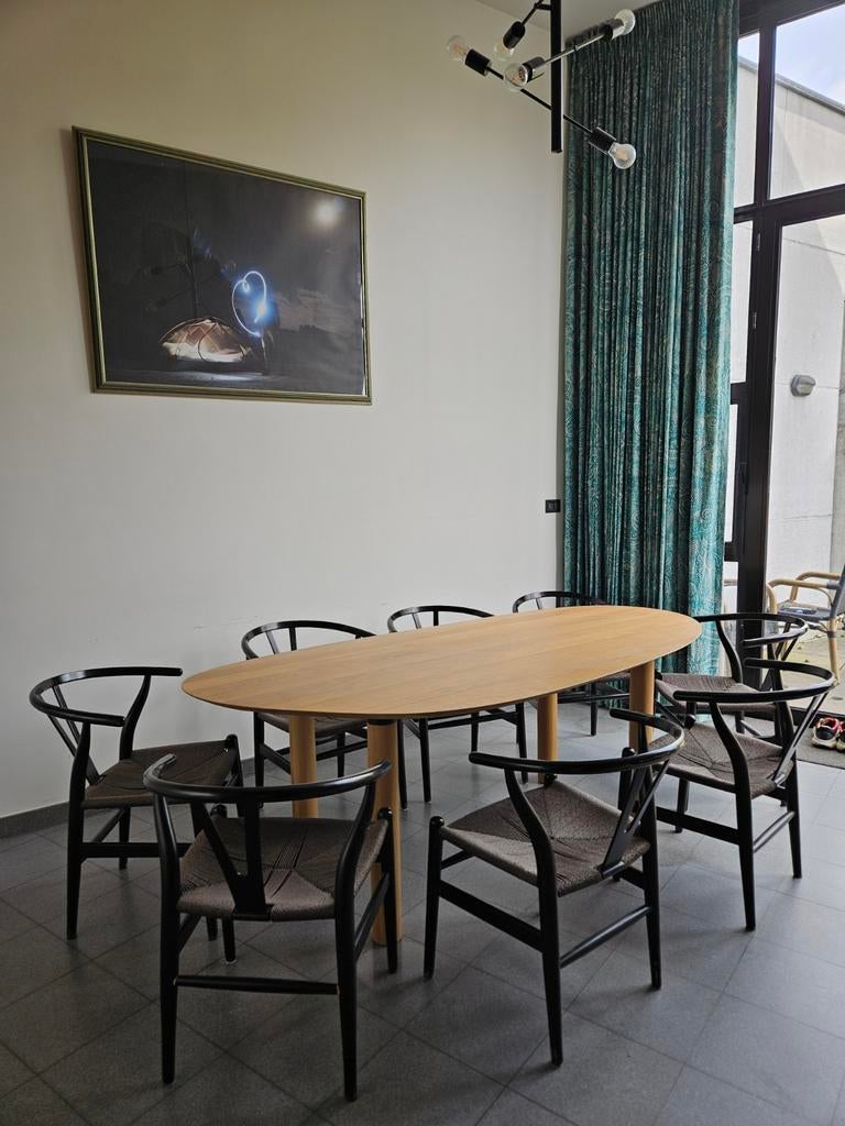 8 Vintage wishbone chairs te koop (€65 per stoel), Ophalen