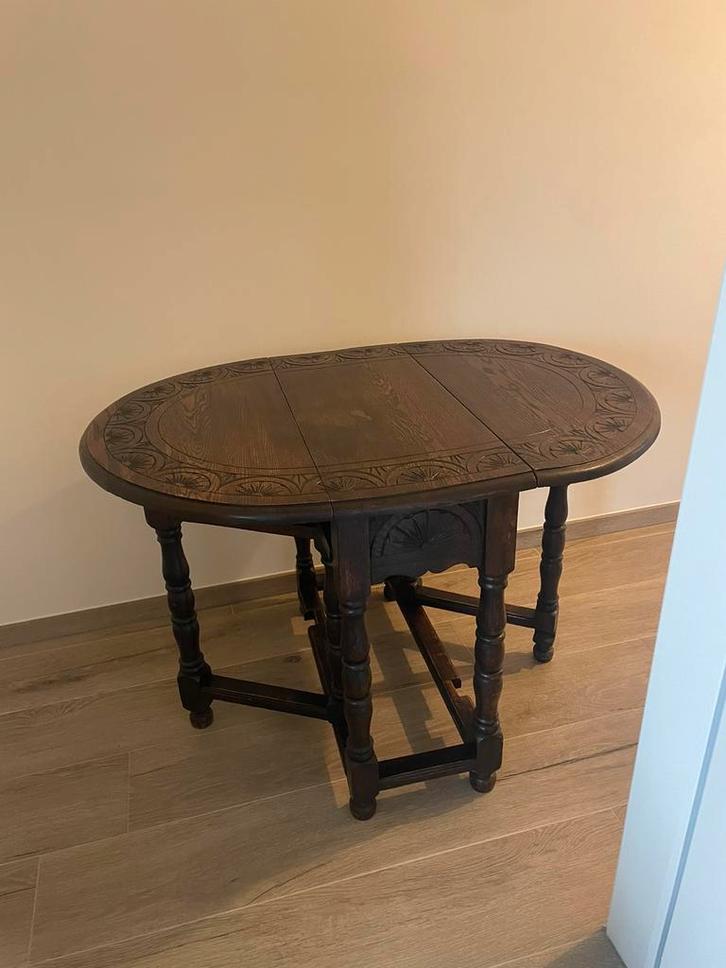 Vintage antieke eikenhouten sidetable (hangoortafel). Tafel, Antiek en Kunst, Antiek | Meubels | Tafels, Ophalen