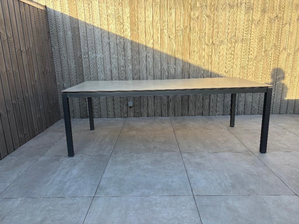 table de jardin alu - trespa gris 220 x 101cm, Jardin & Terrasse, Enlèvement, Comme neuf, Rectangulaire, Aluminium